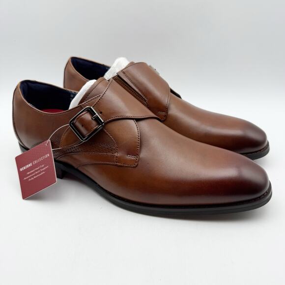 Stacy Adams Mens Karcher Monk Strap Dress Shoes US 9 M Brown Leather NIB - Picture 6 of 13